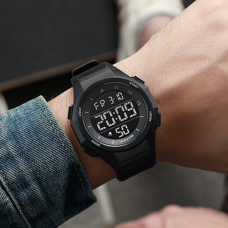 trendy fashion outdoor mountaineering sports men's watches multi-functional large dial waterproof led luminous electronic watch full figure