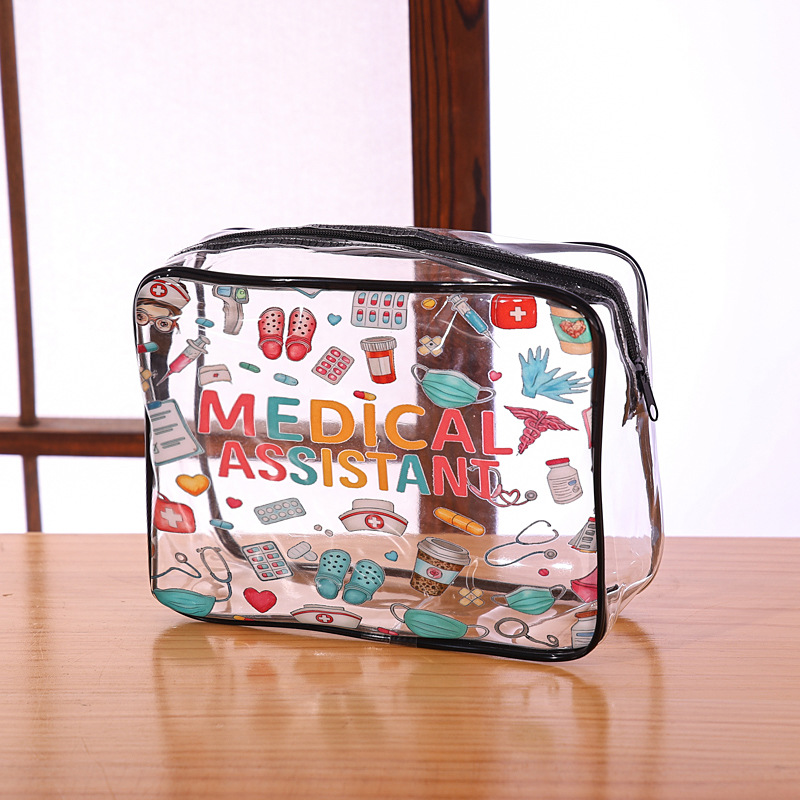 cross-border new arrival transparent cosmetic bag pvc transparent large capacity wash bag beach bag travel storage bag details Picture