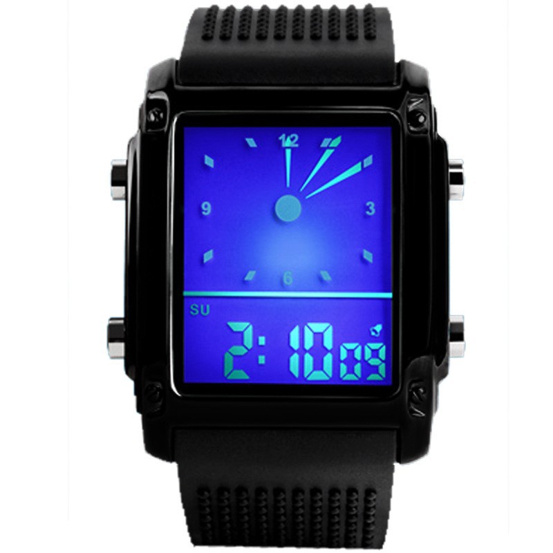 foreign trade hot sale led fashion trend electronic watch double display creative student watch male analog pointer watch full figure
