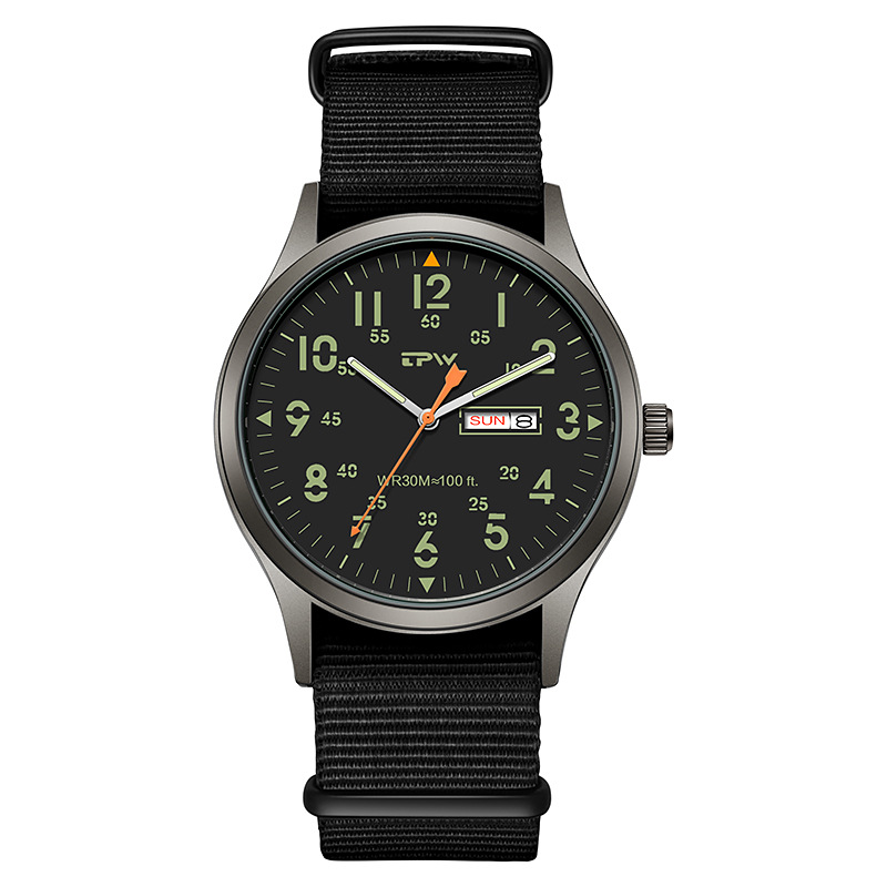 best-selling leisure woven nylon strap men's watch outdoor sports full luminous double calendar army style watch wrist watch wholesale Application Scenario