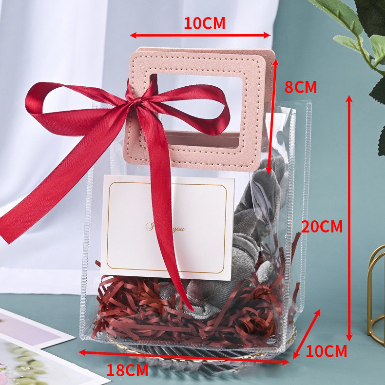 transparent pve handbag high-grade gift shopping bag birthday plastic wedding companion gift bag flowers jewelry bag Specification drawing