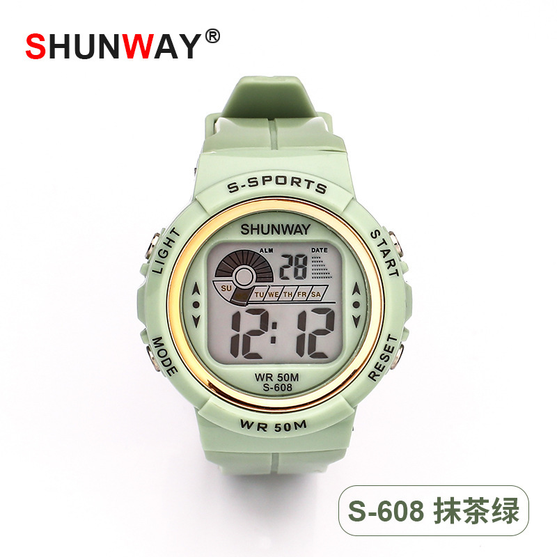 shengwei new children's luminous electronic watch student outdoor waterproof sport watch multi-functional ins style watch details Picture