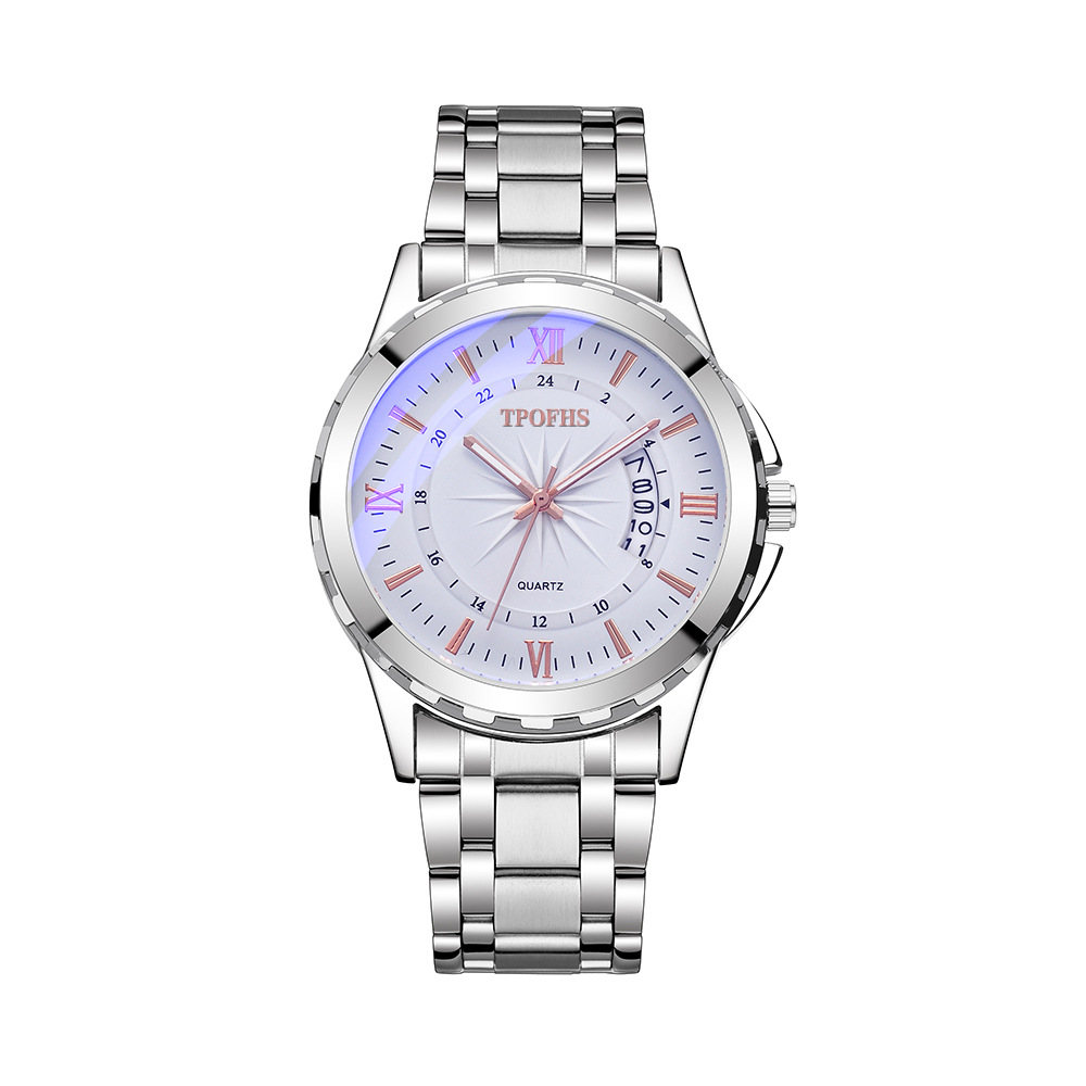 tpofhs new factory direct supply men's watch waterproof men's watch blue light steel belt calendar watch men's high sense Specification drawing