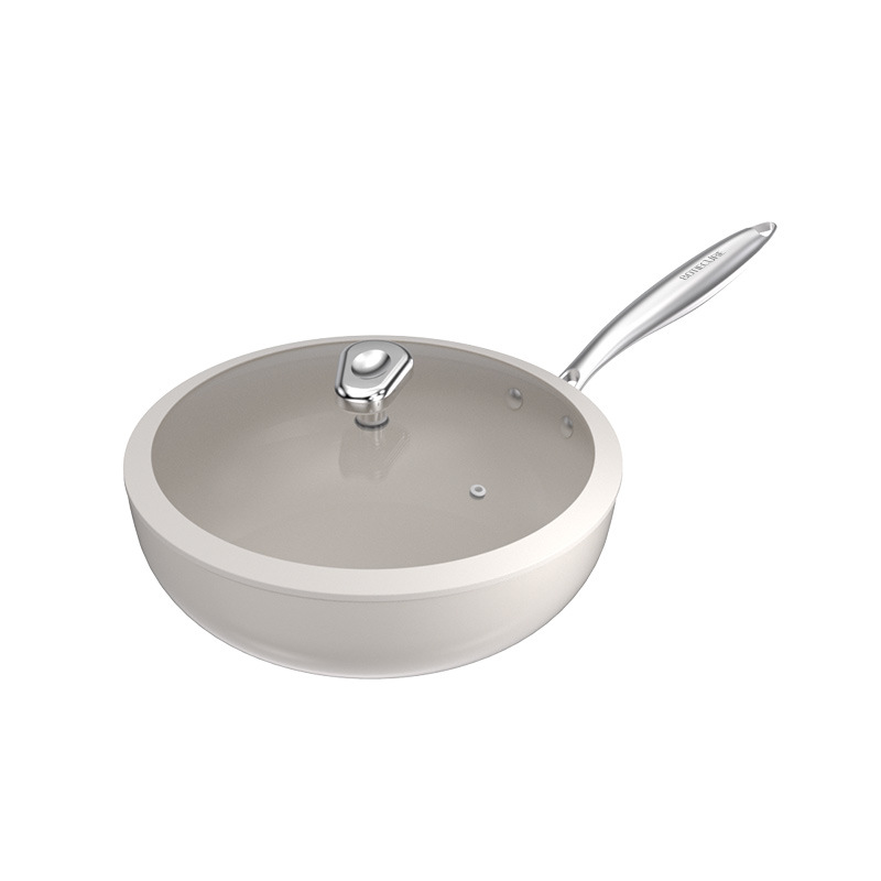 ksise sister-in-law jin cobblestone ceramic glaze non-stick pan frying pan nano cooking wok small white household Item Picture