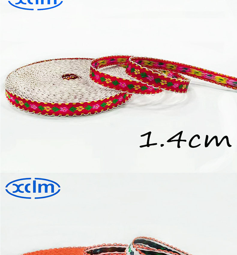1.4cm pure cotton embroidered flower ethnic woven tape hand-decorated pastoral jacquard lace diy accessory pic 9