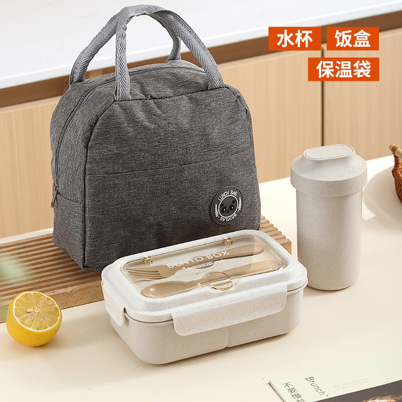 simple compartment student plastic lunch box office worker wheat straw bento box microwaveable light food fat reducing lunch box Application Scenario