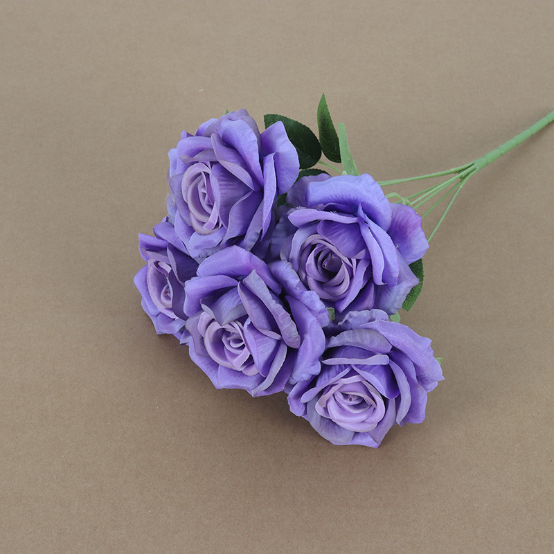 7-head crescent rose handle bundle wedding simulation flower wedding hotel rose wall decorative fake flower factory wholesale details Picture
