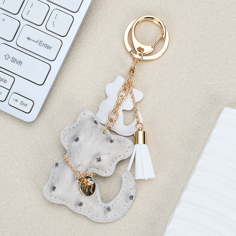 key chain creative color pendant kitten cartoon pendant bag pendant leather lucky  car key gift Application Scenario
