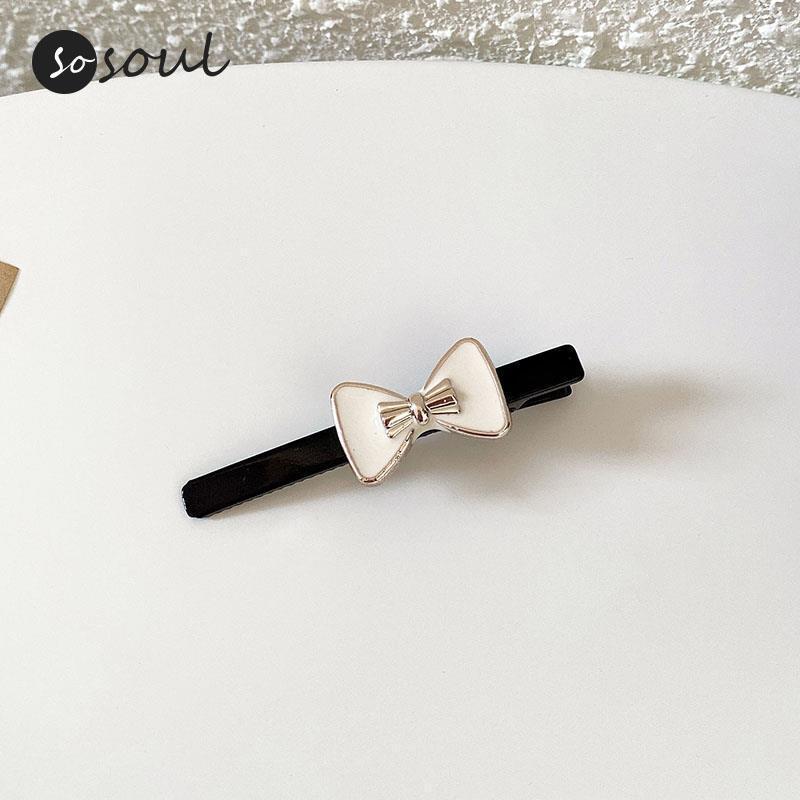 bang clip forehead barrettes female side summer simplicity bow hair clip little clip headdress duckbill clip details Picture