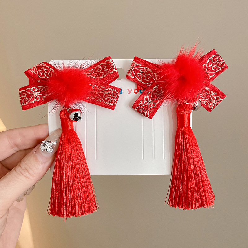 children's han chinese costume hair accessories ancient style tassel hairpin chinese style hairpin girls horse-face skirt ancient costume a pair of hairclips new headdress details Picture