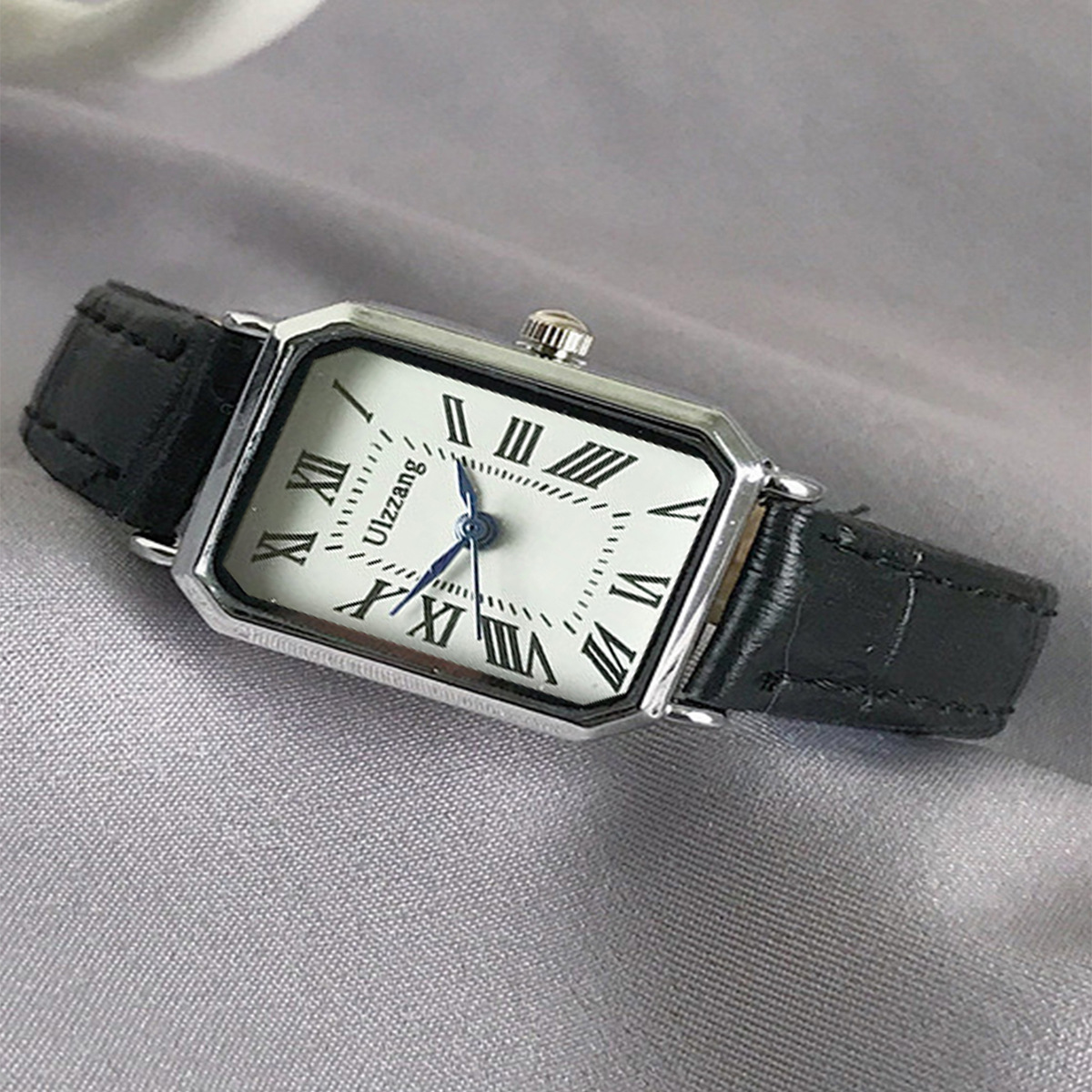 new women's watch elegance retro roman blue needle scale design simple fashion square wrist watch quartz watch details Picture