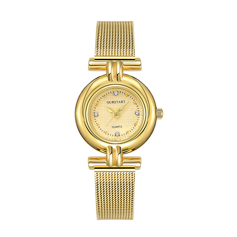 new ladies watch wholesale cross-border niche gold watch simple bracelet watch elegant mesh quartz watch for women full figure
