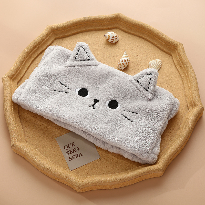 ins style cartoon animal  ears headband face wash headband girls makeup remover hair cover coral fleece confinement headscarf Specification drawing