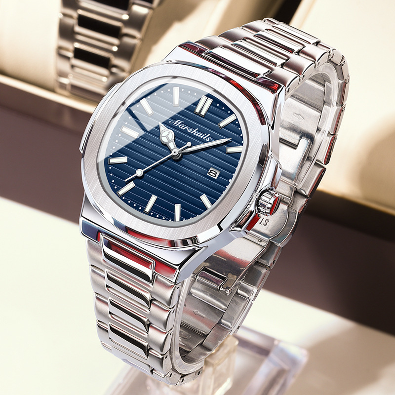swiss brand new waterproof ultra-thin men's watch calendar quartz watch live broadcast foreign trade popular style one piece dropshipping details Picture
