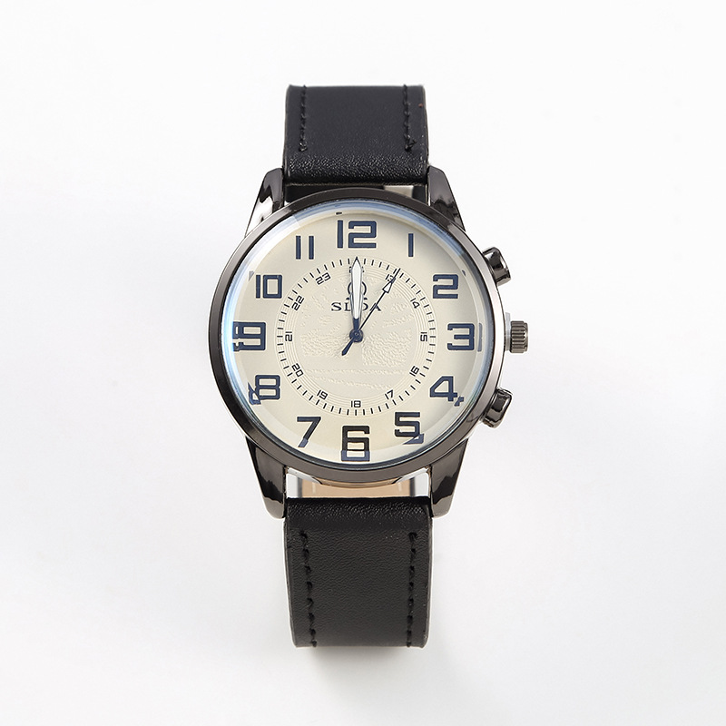 top-selling product fashion business belt simple men's watch men's casual retro digital dial student quartz watch wholesale full figure