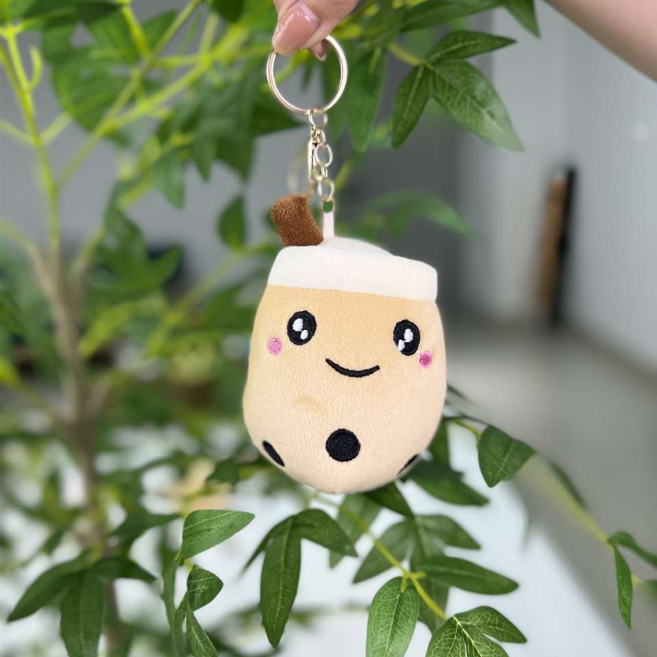 Popular cartoon milk tea, pearl cup, small pendant, doll, milk tea shop gift bag, hanging decoration, key chain, plush toy details Picture