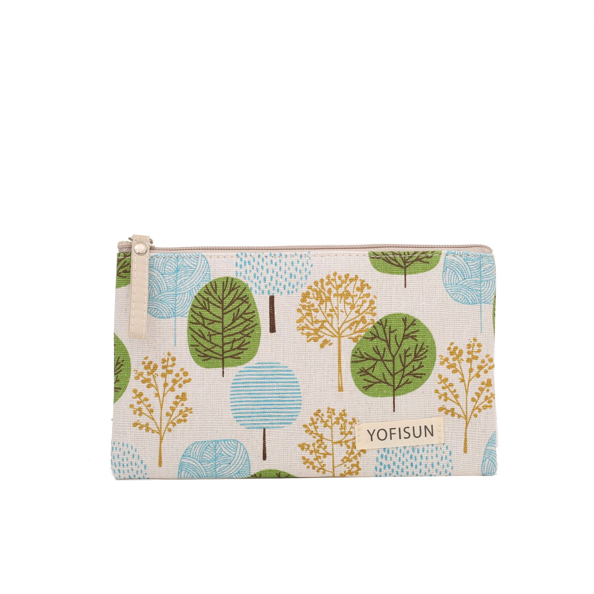 cross-border canvas makeup bag large capacity hand holding washing storage bag printing zipper change student pencil case in stock details Picture