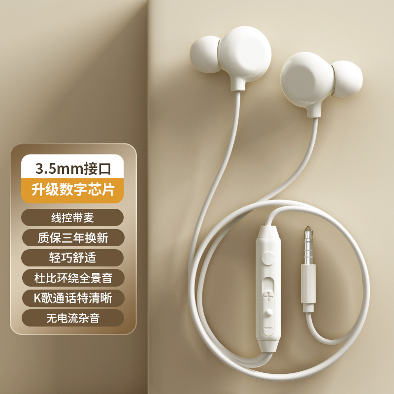 headset wired in-ear typec high sound quality soundproof sleep noise reduction game karaoke round head mobile phone tablet Item Picture