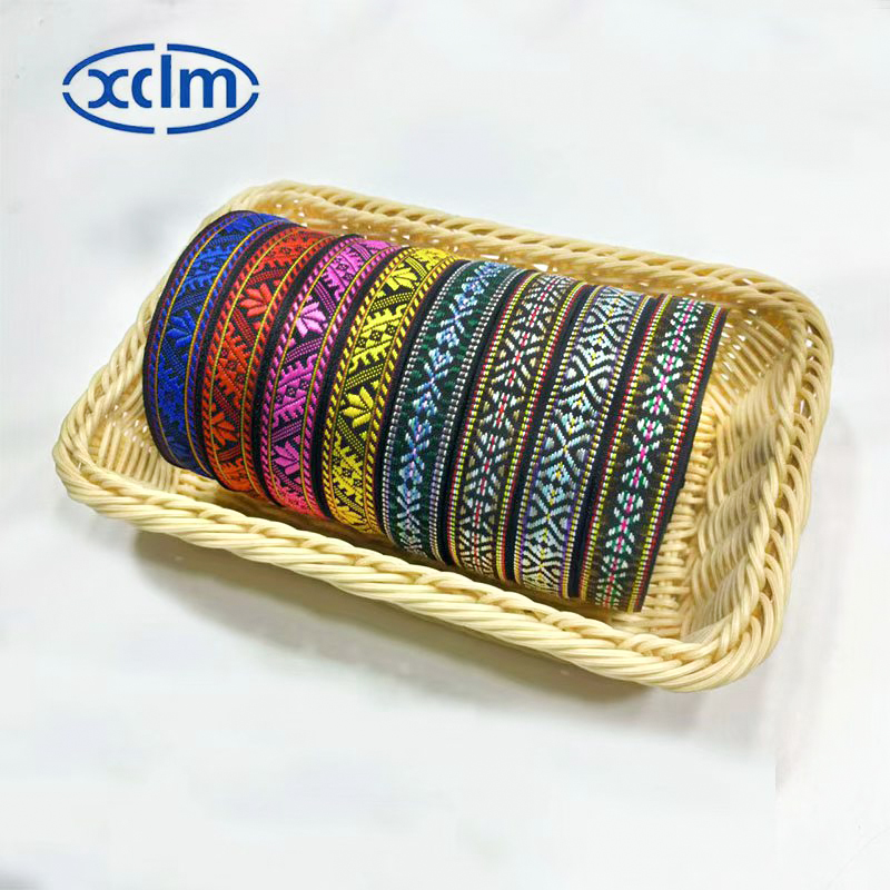 2.5cm ethnic jacquard lace embroidered webbing, elastic accessories for ethnic minority Miao decorative clothing diy handicraft