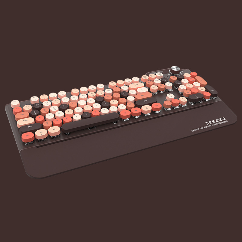 geezer g7 mechanical keyboard bluetooth 2.4g wireless wired charging three-mode game office boys and girls round parts details Picture