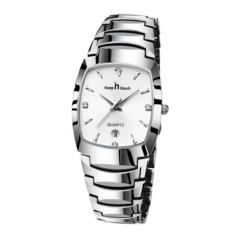 cross-border hot selling square tungsten steel color couple watch fashion student women's watch men's watch waterproof bowl watch wholesale details Picture