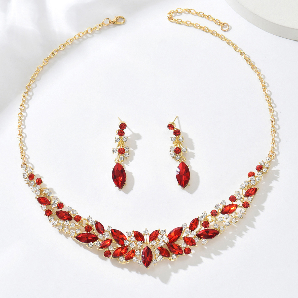 factory supply direct sales hot sale in europe and america women's alloy rhinestone necklace ornament set bridal wedding banquet jewelry full figure