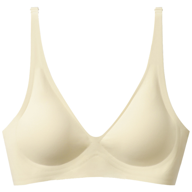 orange inner wooden underwear women's soft support small chest push up breathable breast holding wireless design seamless women's bra Item Picture