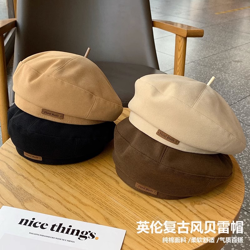 autumn and winter new woolen beret fashion british style painter hat retro easy matching make your face look smaller beret men and women details Picture