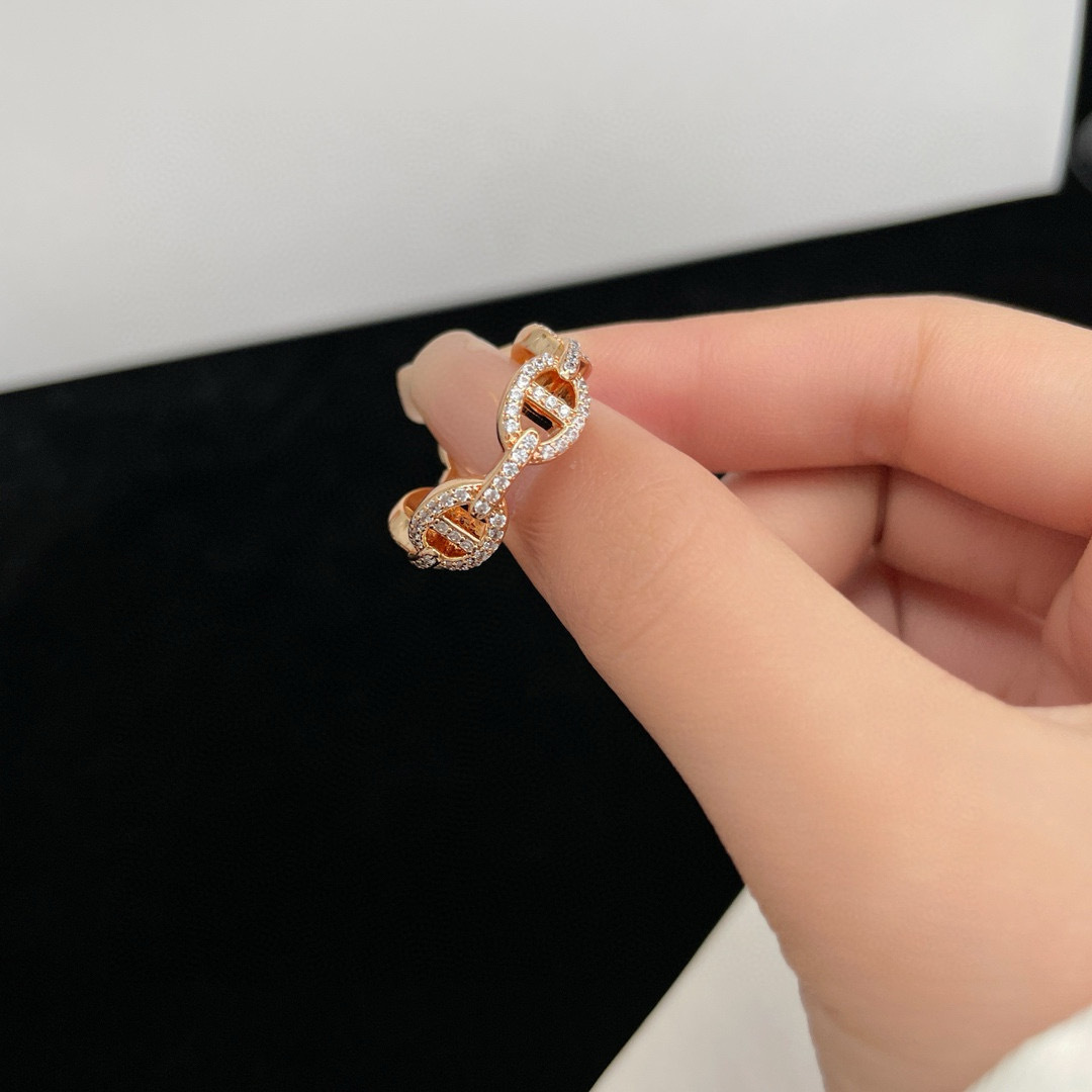 aima pig nose ring thick 18k gold plating h home versatile platinum full diamond index finger ring for women bracelet jewellery details Picture