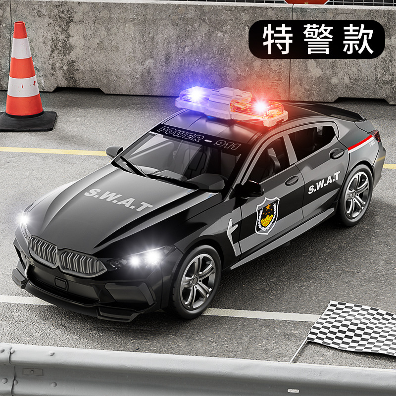 new simulation sound and light police car model children's police car large special car model inertia open door decoration toy car Specification drawing