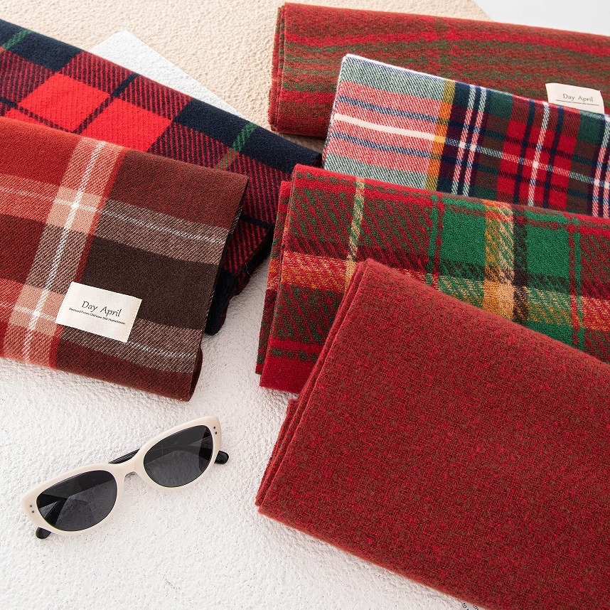 new year ankela red plaid scarf winter atmosphere all-match women's cashmere feel scarf warm shawl details Picture