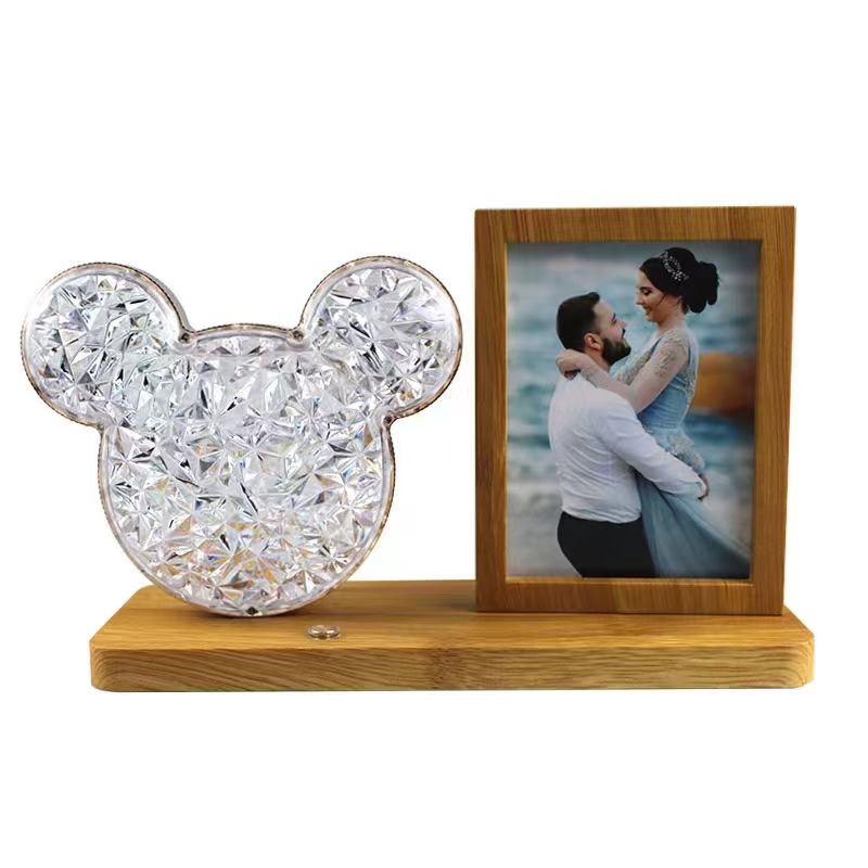 Touch screen switch with light, photo frame, density board photo frame, desk lamp photo frame processing, custom photo frame, photo frame mirror, plastic photo frame, photo frame factory details Picture