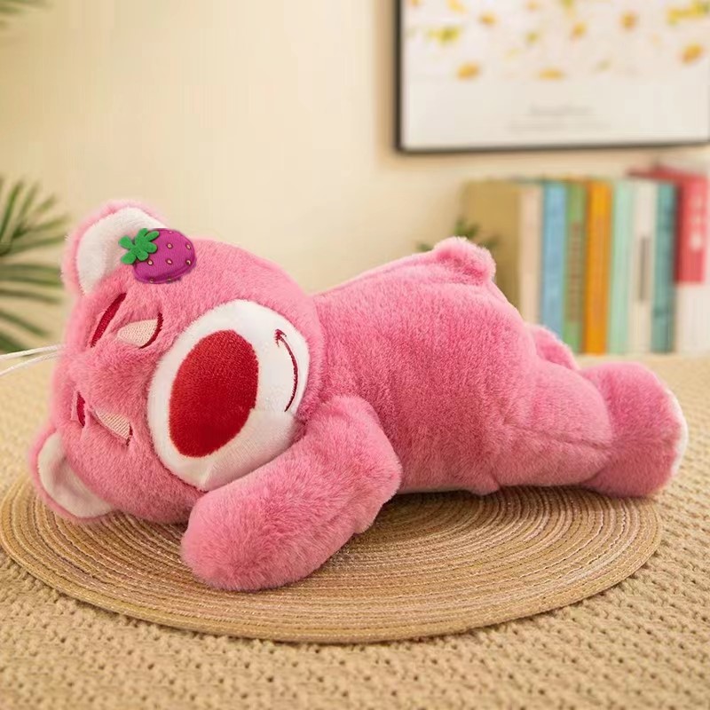 cute lying strawberry bear plush doll cute cartoon bebear sleeping doll large pillow holiday gift Application Scenario