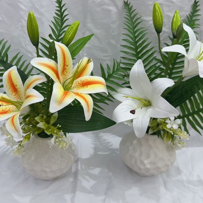 仿真百合仿真花仿真盆栽ins风家居装饰绿植橱窗展柜摆放