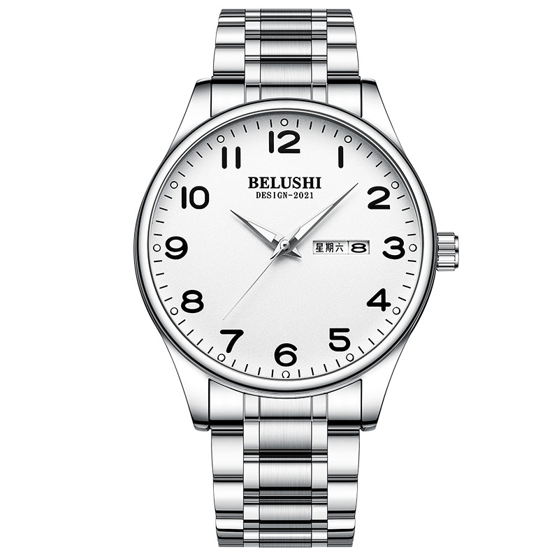 cross-border foreign trade new large dial luminous steel strap old couple watch waterproof quartz watch men's watch wholesale details Picture
