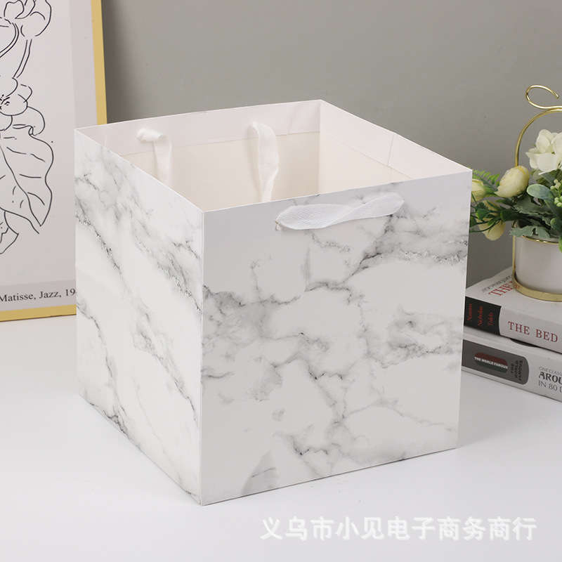 square gift bag flower handbag cake bag packing bag thickened large bouquet kraft paper bag gift bag Item Picture
