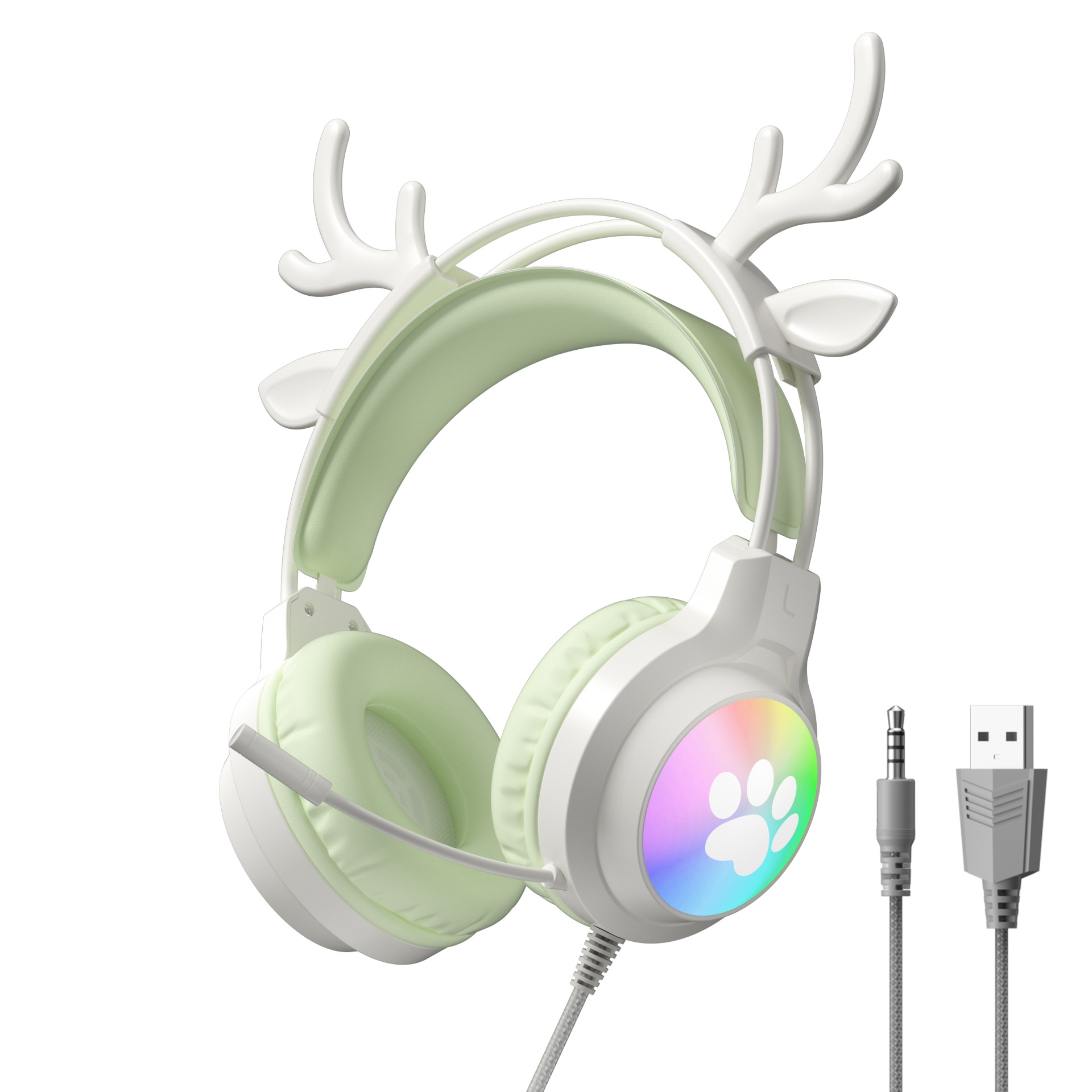 rgb head-mounted computer wired ps5 gaming headset detachable  ear desktop computers and laptop universal headset wholesale full figure