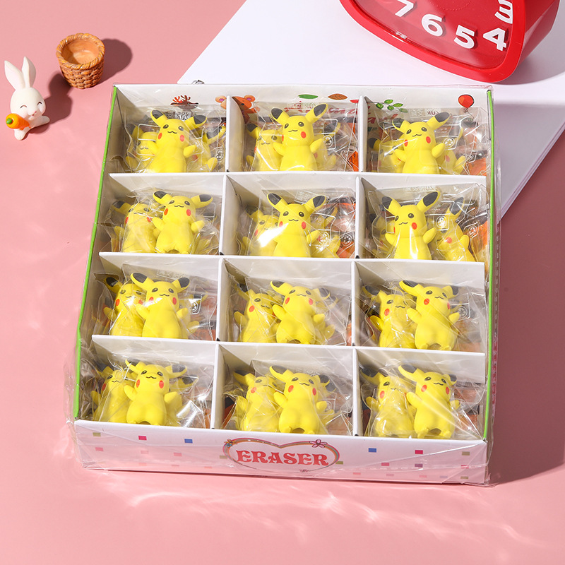 cartoon creative 3d cute pikachu eraser elementary school student cartoon free eraser student gift factory direct sales full figure