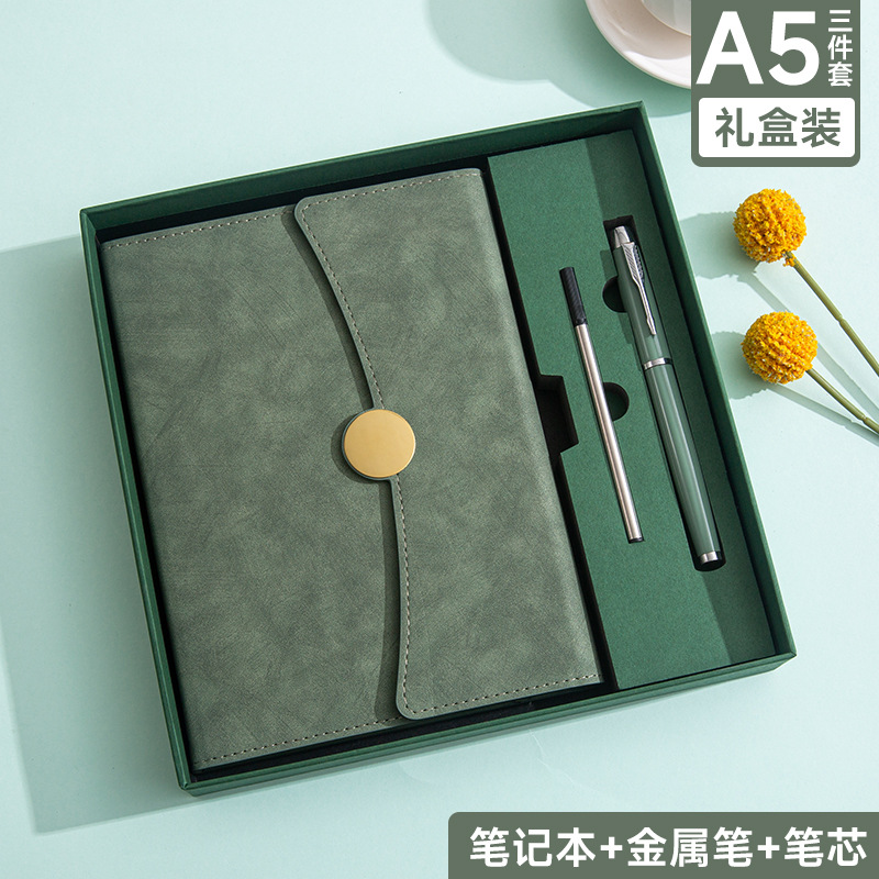 spot enterprise business gift a5 notebook gift set custom logo sticker core three fold conference notebook Item Picture