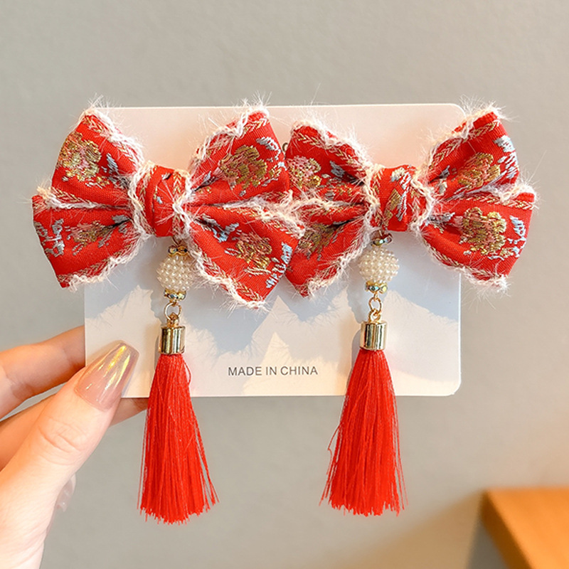 children's han chinese costume hair accessories ancient style tassel hairpin chinese style hairpin girls horse-face skirt ancient costume a pair of hairclips new headdress Specification drawing