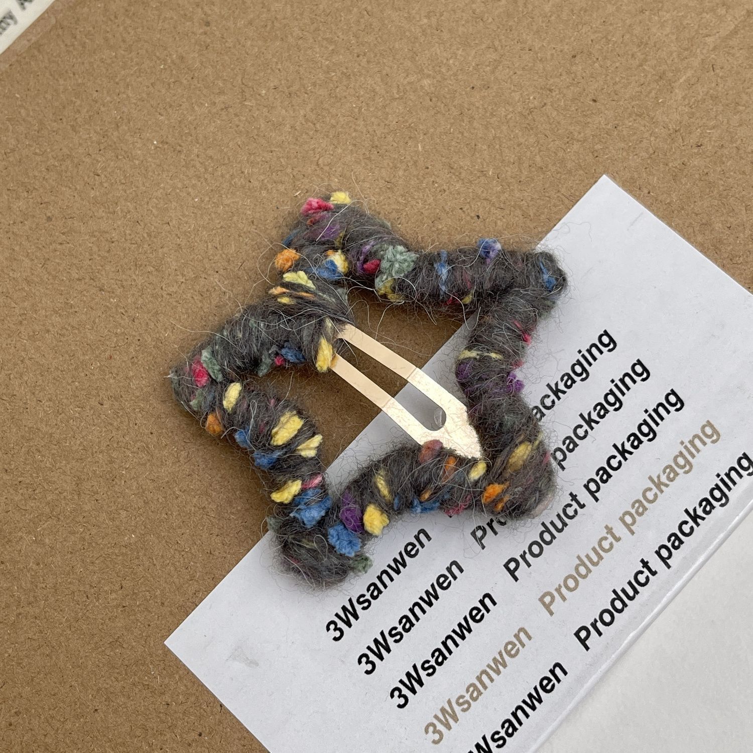 limited romance ~ handmade five-pointed star wool cropped hair clip headdress autumn and winter forehead bang clip side bb hairpin ins Specification drawing