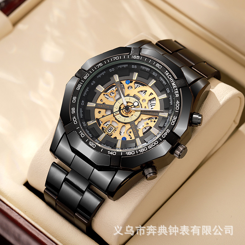 foreign trade hot sale xiyin temu men's fashion electroplated tungsten steel casual automatic imitation mechanical watch wholesale full figure