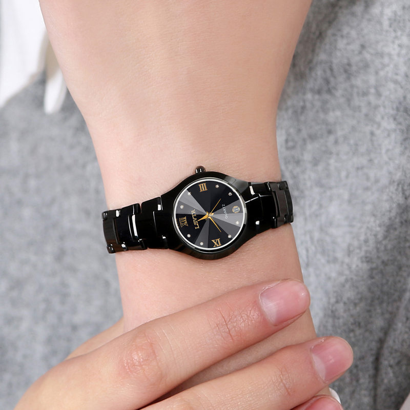 online hot sale tiktok watch women's men's watch tungsten steel color men's quartz calendar watch women's couple student's watch Specification drawing