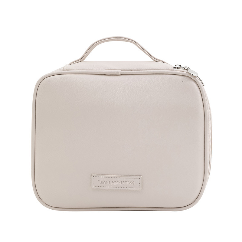 new cosmetic bag skin feeling pu leather portable travel portable storage wash bag large capacity factory wholesale customized logo details Picture