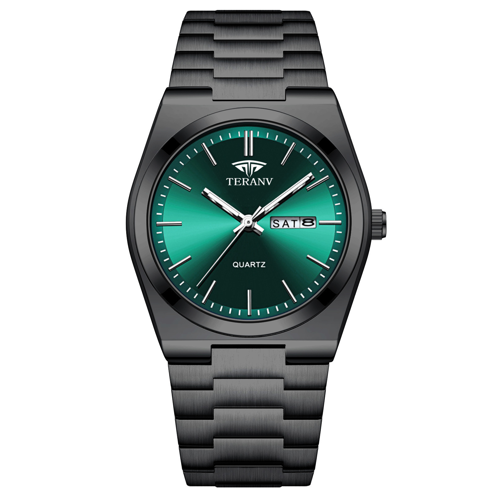ultra-thin stainless steel men's steel strap watch non-mechanical luminous calendar waterproof fashion men's watch foreign trade popular style details Picture