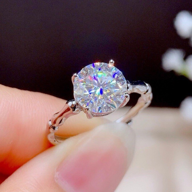 cross-border douyin online influencer live imitation moissanite ring female 1 karat six-claw wedding ring factory wholesale foreign trade jewelry Specification drawing