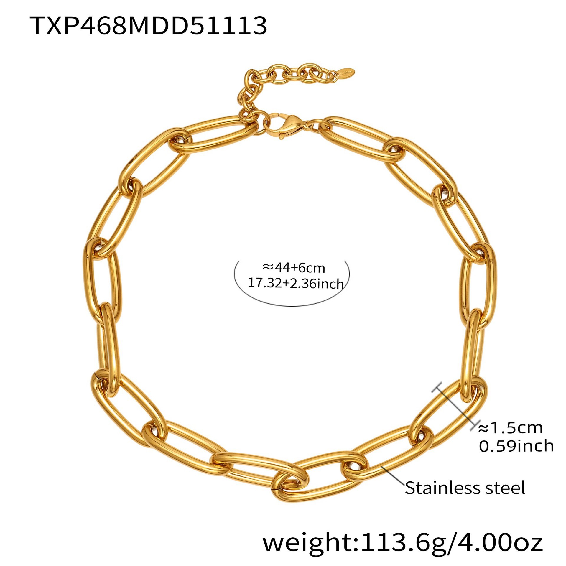 mioli minimalist style metal ring buckle cuban thick chain bracelet necklace 18k gold plated stainless steel jewelry full figure