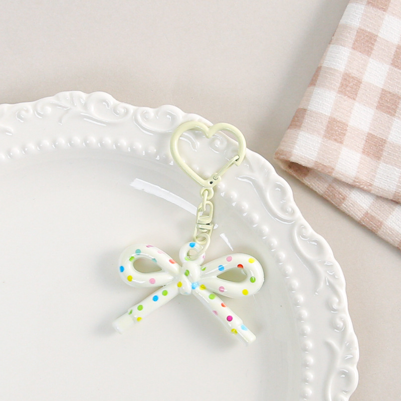 dopamine colorized decorative design bow sweet lovely key buckle bag accessories decorative pendant small gift accessories details Picture