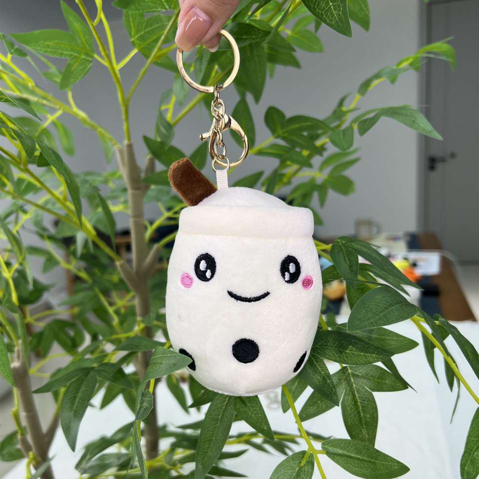 Popular cartoon milk tea, pearl cup, small pendant, doll, milk tea shop gift bag, hanging decoration, key chain, plush toy detail image 7