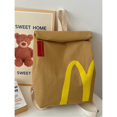 new bag net red mcdonald's large capacity backpack casual backpack hamburg bag bag student class bag details Picture